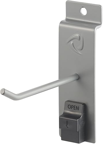 TRINITY Heavy Duty Slatwall Single Hooks with Spring-Lock, 4-Inches, Gray, 8-Pack - Poueer