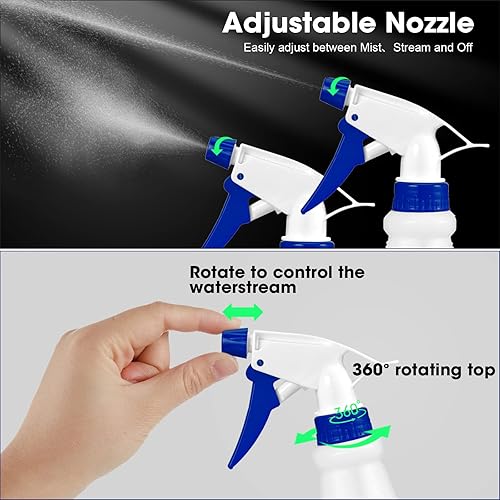 Gerrii 12 Pcs Plastic Spray Bottles with Adjustable Nozzle and Label for Cleaning 24 oz Anti Leak HDPE Spraying Bottles Empty Water Squirt Bottle (Red) - Poueer