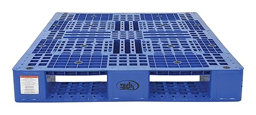 Vestil PLP2-4840-BLUE Blue Polyethylene Pallet with 4 Way Entry, 6600 lbs Capacity, 39.5' Length, 47.375' Width, 6' Height - Poueer