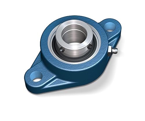 SKF F2B 010-RM Ball Bearing Flange Unit, 2 Bolts, Set Screw Locking, Regreasable, Contact Seal, Cast Iron, 5/8' Bore, 3' Bolt Hole Spacing, 2150lbf Dynamic Load Capacity - Poueer