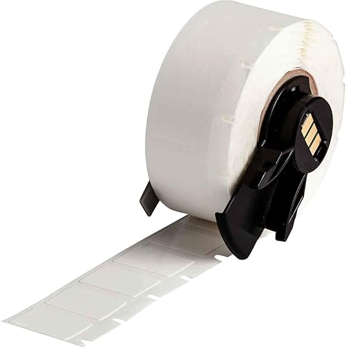 Brady PTL-15-498 TLS 2200 and TLS PC Link 1' Width x 0.275' Height, B-498 Repositionable Vinyl Cloth, Semi-Gloss Finish White Label (750 per Roll) - Poueer