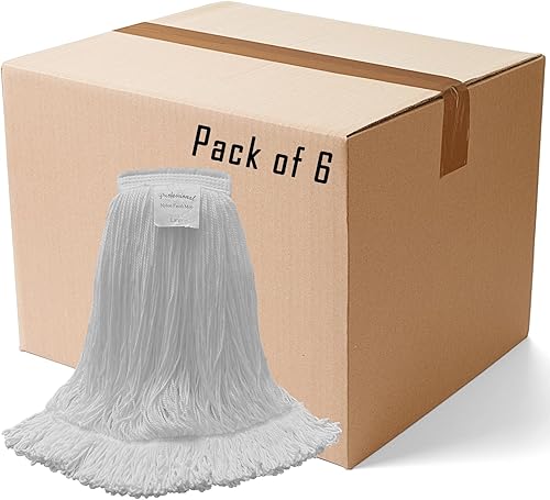 Professional Nylon Looped-End Wax Mop (3 Pack) - Large Size with Narrow Band - Poueer