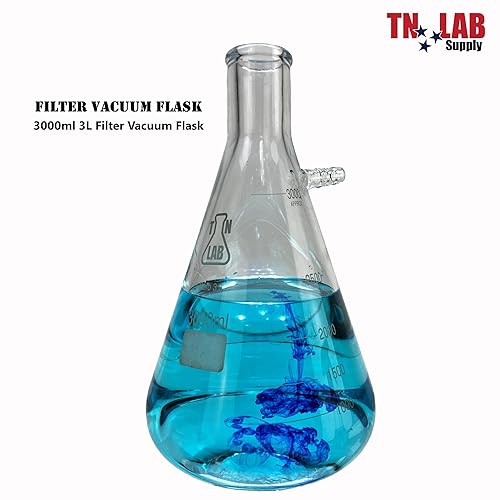 TN Lab Filter Flask Borosilicate Glass Vacuum Flask 3,000ml 3L - Poueer