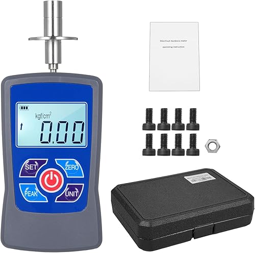Weytoll Digital Fruit Hardness Tester Meter Mini Fruit Penetrometer Durometer with Range 0.2 to 15 Kgf/cm² (x10^5 Pa) Load Division Value 0. 01Kgf/cm² Pressure Head Diameter Φ11.1mm for Fruits - Poueer