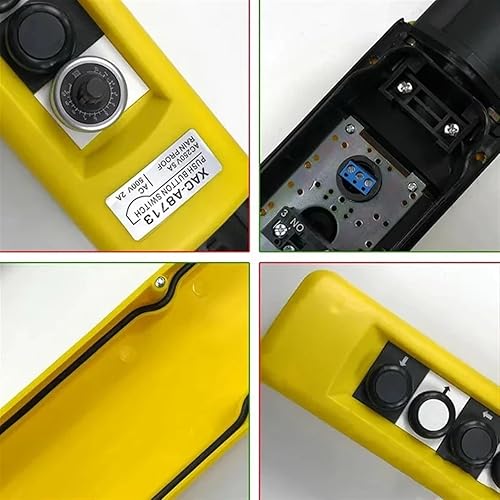 2/4/6/8 Pushbuttons Double Speed Hoist Crane Pendant Control Stations with Emergency Stop for Circuits Double Insulated(White) - Poueer