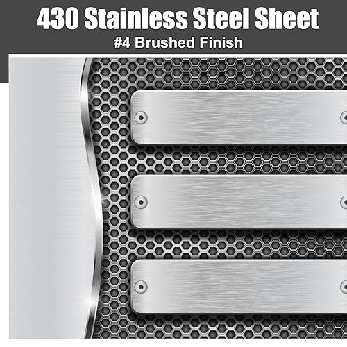 430 Stainless Steel Sheet Metal 48 x 96 Inches 24ga Metal Plates Panel #4 Brushed Finish Magnetic Mount Board Wall Food Truck Restaurant Crafting Kitchen Floor Trailer Garage Gym (1 Pack) - Poueer