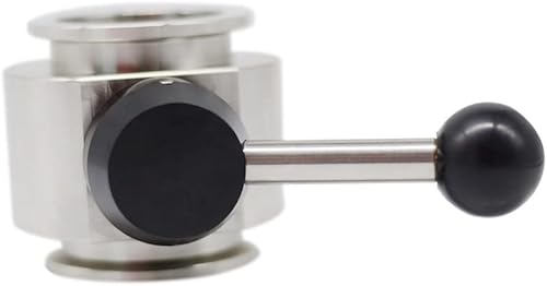 Sanitary Butterfly Valve, Inline, Lever Handle, Manual, 304 Stainless Steel, ISO-KF Interface, KF-40 NW-40 Vacuum Fittings, FKM / Viton Gasket Ring - Poueer