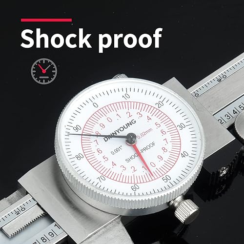 Dial Caliper 6' 150mm Dual Reading Scale Metric System 6' Maximum Measuring 0.001' Graduation Interval (6 inch / 150mm Dual Reading Scale) - Poueer