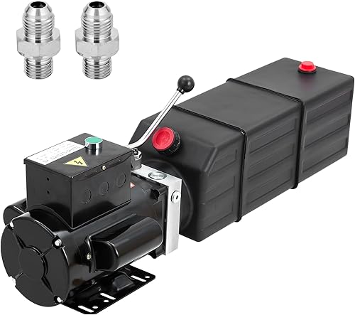 Hydraulic Power Unit, 12V 13 Quart Hydraulic Pump, Single Acting Hydraulic Power, Dump Trailer Pump with 12L Steel Tank, Car Lift Hydraulic Power Unit Fir Auto Repair - Poueer