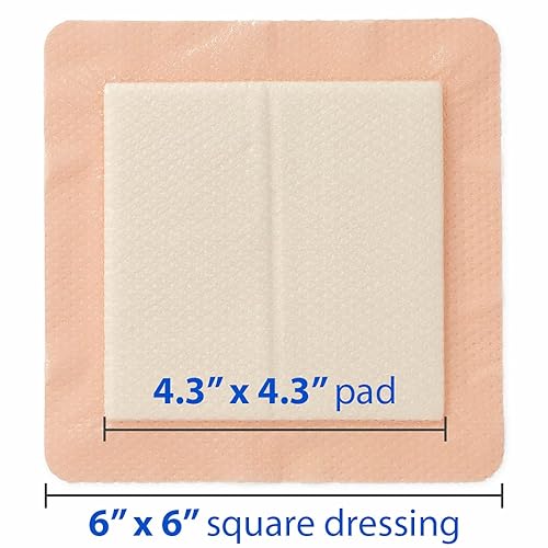 Medline Optifoam Gentle EX Bordered Foam Adhesive Dressing, 6' x 6' Square (10 Count) - Poueer