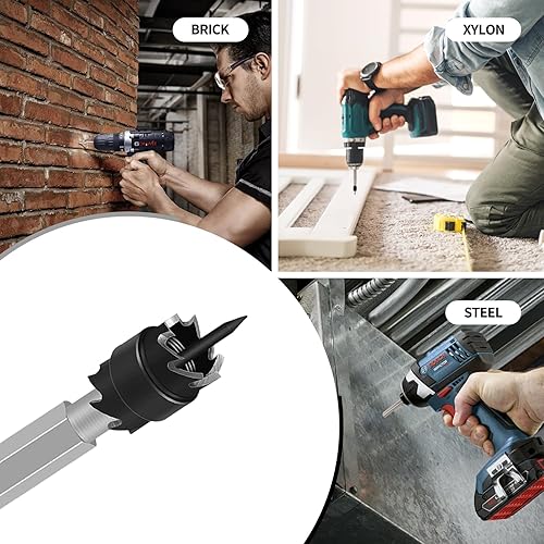 Spot Weld Cutter Set Double Sided,3/8' HSS Spot Weld Cutter Remover Drill Bits Hex Sheet Metal Hole Cutter Remover Kit for Power Drill Spot Welding, by NAKAO (16 Pcs) - Poueer