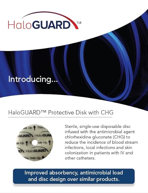 antimicrobial 4mm protective IV disc with CHG- Carton of 10 Discs - Poueer