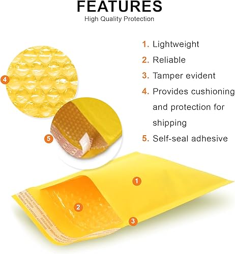Kraft Bubble Mailers – Bulk Padded Self-Seal #1 Envelopes (7' x 10.75') - Bubble Lined Shipping Envelopes - Industrial Standard Mailer Envelopes for Business (100ct) - Poueer
