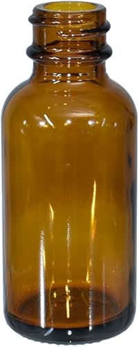 GlassBottleOutlet (Pack of 108) 1 oz. Amber Boston Round with Black Fine-Mist Sprayer - Poueer
