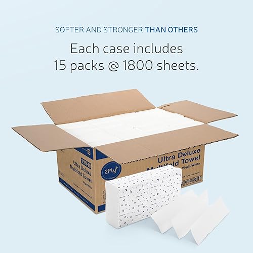 EZbrnd Premium Ultra Deluxe 2ply+ MULTIFOLD Paper Towels, 120 sheets x 15 pk, P2F5-UD (Large Sheet) - Poueer
