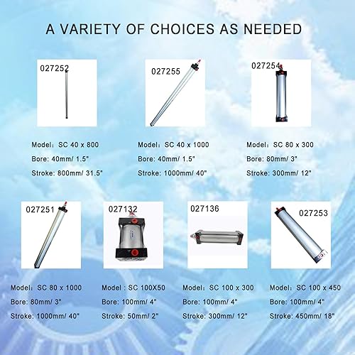 INTBUYING Air Cylinder Pneumatic Standard Cylinder Aluminum Alloy Magnetic Rod Dual Action Single Rod-SC 100 x 450 PT Bore:4' Stroke:18' - Poueer