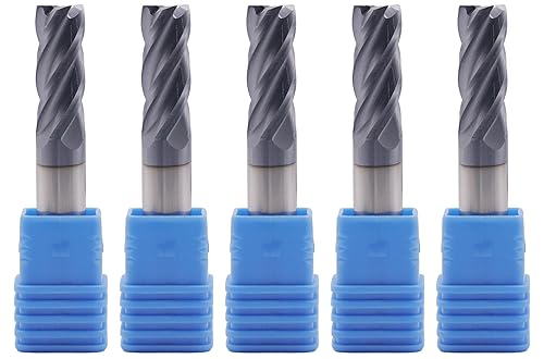 BestParts High Performance 5pcs 7/16' Solid Carbide Square End Mills, AlTiN Coated, 4 Flute, 30 Degree Helix, 7/16' Cutting Diameter, 7/16' Shank Diameter, 1' Length of Cut, 2-3/4' Overall Length - Poueer