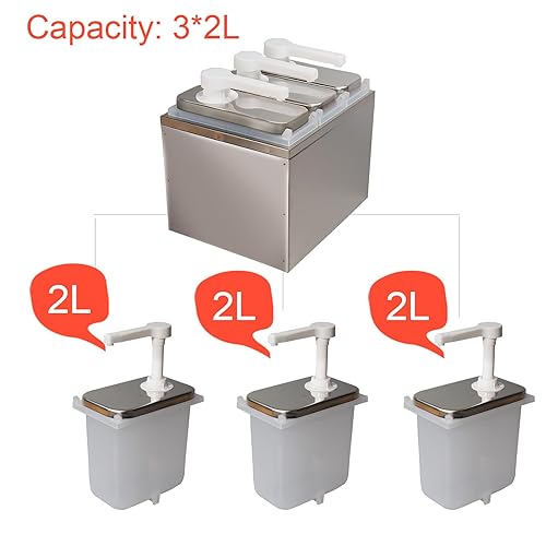 Condiment Pump Dispenser, Stainless Steel Ketchup Pump Dispenser with Measuring Jigger Set-Detachable Leak-Proof Design|for Sauce Honey Syrup Dressing|Commercial & Home Kitchen Use (2L-4jars) - Poueer
