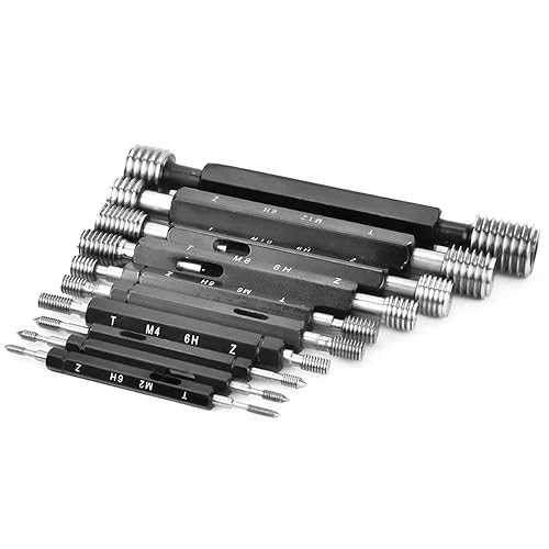 Thread Plug Gauge High Accuracy Double End Through Stop Measurement Hand Tool for Hardware Tool Thread Diameter Measurement 10Pcs (Imperial Thread) - Poueer