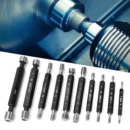 Thread Plug Gauge High Accuracy Double End Through Stop Measurement Hand Tool for Hardware Tool Thread Diameter Measurement 10Pcs (Imperial Thread) - Poueer