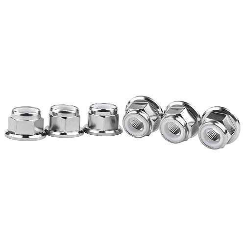 Titanium M6 M8 M10 M12 M14 Nuts Flange Nylon Lock Nut Pack of 6 (M12 Pitch 1.25mm) - Poueer