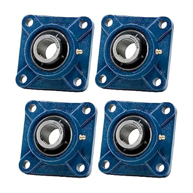 MAPLE ACE UCF207-22 Square Flange Bearing 1-3/8' Bore, 4-Bolt Self-Aligning, Solid Base, Heavy Duty (Qty 2) - Poueer