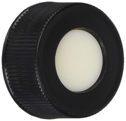 Top Hat 812550TTH-24 Screw Threaded Black Closure with PTFE/Silicone Septa, 24-400mm Cap Size (Pack of 100) - Poueer