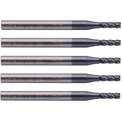 BestParts High Performance 5pcs 7/16' Solid Carbide Square End Mills, AlTiN Coated, 4 Flute, 30 Degree Helix, 7/16' Cutting Diameter, 7/16' Shank Diameter, 1' Length of Cut, 2-3/4' Overall Length - Poueer