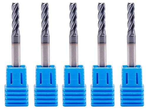 BestParts High Performance 5pcs 7/16' Solid Carbide Square End Mills, AlTiN Coated, 4 Flute, 30 Degree Helix, 7/16' Cutting Diameter, 7/16' Shank Diameter, 1' Length of Cut, 2-3/4' Overall Length - Poueer