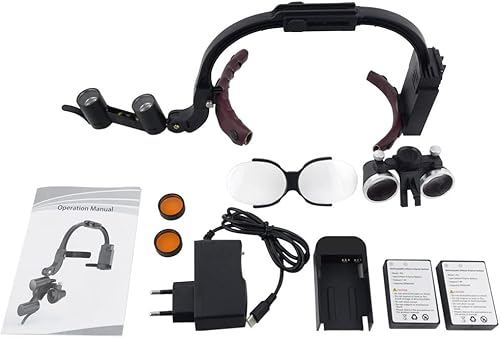 5W Binocular Loupes Glasses Headband Magnifier 2.5X 3.5X Dental Binocular Magnifier LED Head Light Lamp for Magnification Binocular Loupes Dentist Surgical Headlight Lab Equipment (3.5X) - Poueer