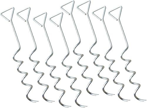 Mytee Products 4 Pack 18 inches Spiral Shed Anchor Kit w/Removable Eye Bolt - Steel Black Earth Auger Tent Stakes Heavy Duty Ground Screw Anchor for Securing Tents, Canopies, Tarps, Swing Sets - Poueer