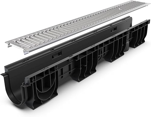 Vodaland - 4 inch Trench Drain Steel Grate Package - 6.2' Depth - PC8000 - Poueer