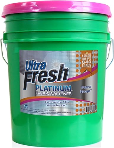 Ultra Fresh Platinum Fabric Softener Up to 640 Loads, Tropical Escape, 5 Gallon - Poueer