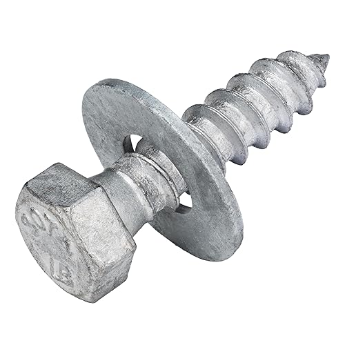 3/8 x 4 (50 Pack) Lag Screw Kit, 50 Screws and 50 washers, Hot Dip Galvanized, Meets ASME B18.2.1 Industrial/Commercial Grade by Makers Bolt - Poueer