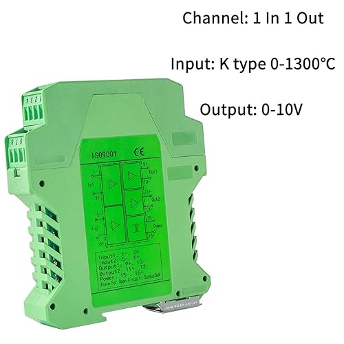K Type Thermocouple Signal Converter 0-1300℃ to 4-20mA 0-10V 0-5V 1-5V Temperature Transmitter 1 in 1 Out 1 in 2 Out 1Pcs(K to 4-20mA 11) - Poueer