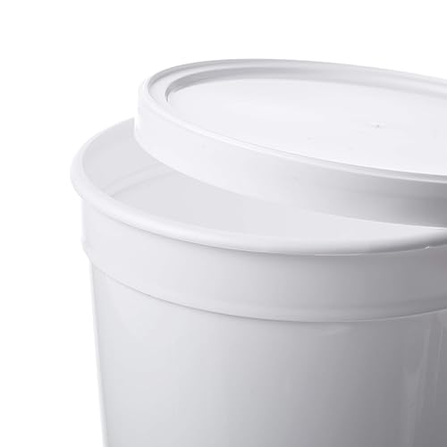 Consolidated Plastics 43900 Round Tub with Cover, HDPE, 80 oz., 10 Piece, White - Poueer
