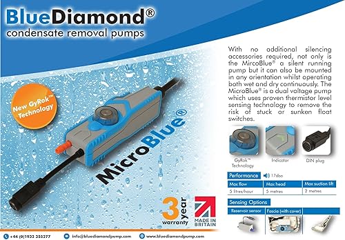 BlueDiamond MicroBlue Condensate Removal Pump for Mini-Split AC Systemes up to 18,000 btu. Extreamly quick and reliable mini-split condensate pump. - Poueer