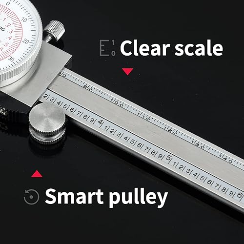 Dial Caliper 6' 150mm Dual Reading Scale Metric System 6' Maximum Measuring 0.001' Graduation Interval (6 inch / 150mm Dual Reading Scale) - Poueer