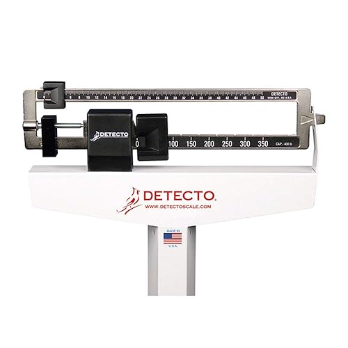 Detecto 437 Mechanical Physician Scale Without Height Rod - Die-Cast Beam with Black Aluminum Insert - Rigid Construction with Precise Results, Eye-Level Display - 450Lbs x 4 oz Capacity - Poueer