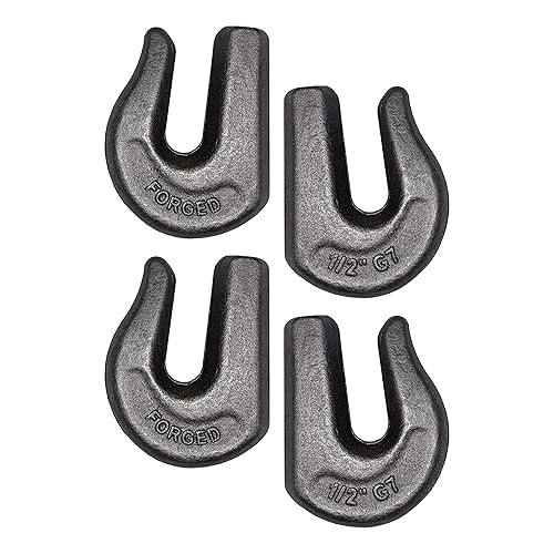 4 Pack Heavy Duty 1/2' Weld On Grab Hook, Grade 70 Clevis Chain Hook for Trailer, Truck, Rigging, Flatbed, Tractors, Loader, Bucket, Tie Down (4) - Poueer