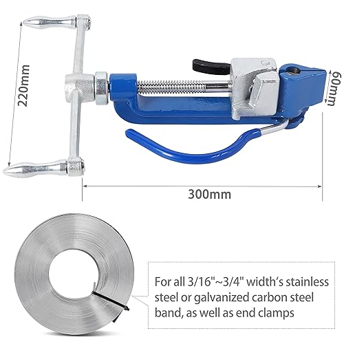 Steel Banding Tool Strapping Tools - Tensioner & Cutter & Crimper - 3/16'~3/4' Metal Band Device - Screw Type Strap Pliers Powerful kit for High Tensile Packaging - Poueer