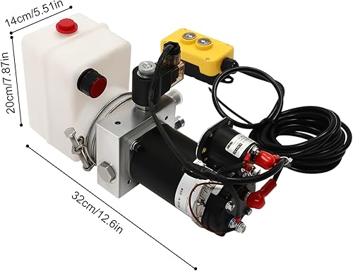 Hydraulic Power Unit 1.58 Quart Hydraulic Pump Dump Truck Hydraulic Pump Single Acting Dump Truck Hydraulic Pump 12V DC with Plastic Reservoir for Dump Trailer Car Lifting - Poueer