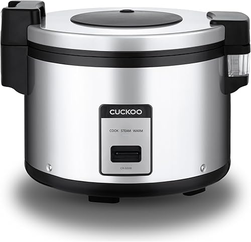 CUCKOO CR-3055 30-Cup (Uncooked) / 60-Cup (Cooked) Large Capacity Commercial Rice Cooker & Warmer with Nonstick Inner Pot, Switch Press (Silver/Black) - Poueer