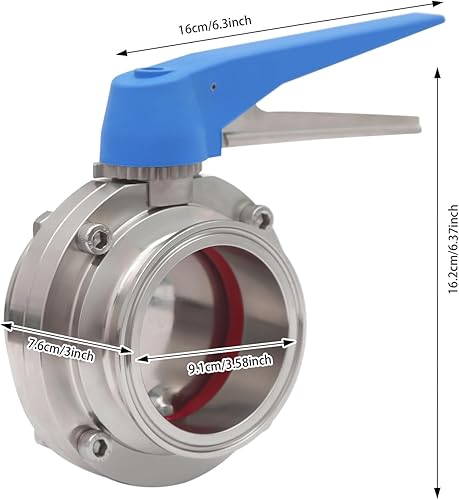 3 Inch Tri Clamp Sanitary Butterfly Valve with Trigger Handle Stainless Steel 304 Tri Clamp Clover (2 Pack 3 Inch Trigger Butterfly Valve) - Poueer