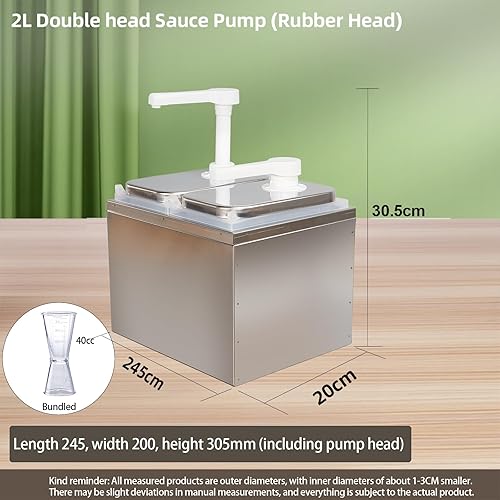 Condiment Pump Dispenser, Stainless Steel Ketchup Pump Dispenser with Measuring Jigger Set-Detachable Leak-Proof Design|for Sauce Honey Syrup Dressing|Commercial & Home Kitchen Use (2L-4jars) - Poueer