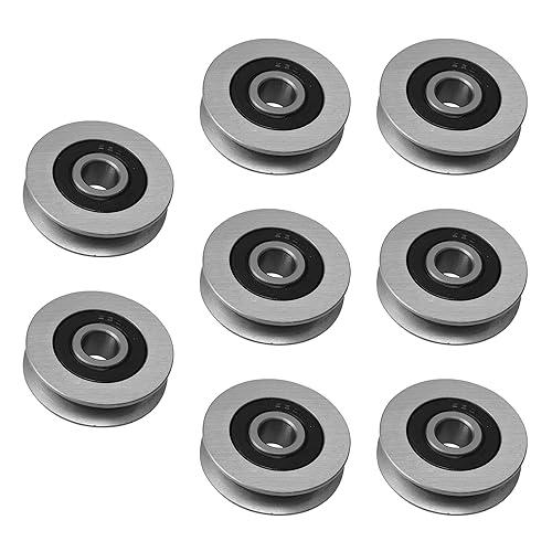CNBTR Iron Cable Pulley Wheel Bearing U Shaped Pulley 12x50x13MM Load 512KG Pack of 8 - Poueer