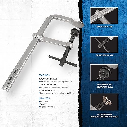 Wilton Light-Duty F-Clamp, 8' Opening, 4-3/4' Throat, 1200 Lbs. Clamping Force (Model 1200S-8) (Pack of 2) - Poueer