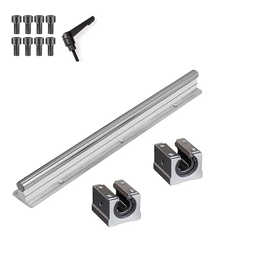 Linear Rail Guide SBR12-47.24 inch / 1200mm 1Pcs Linear Rail + 2Pcs 12mm SBR12UU Bearing Blocks, 12mm Linear Motion Slide Guide Rail with Ball Bearings Sliding Block as Heavy Duty CNC Kit - Poueer
