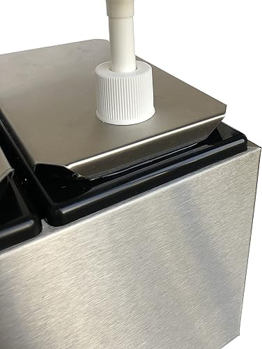 Carlisle FoodService Products Condiment Rail Condiment Center with 4 Standard Pumps for Gas Stations, Restaurants, and Fast Food Stainless Steel, 19.25 X 7.75 X 12.5 Inches, Silver - Poueer
