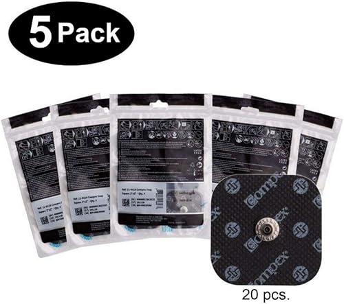 Compex Easy Snap Electrodes 2in x 2in for Edge, Performance, Sport Elite, Wireless Muscle Stimulators, 4 Count (Pack of 5) - Poueer
